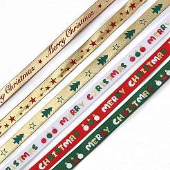 6 Rolls 6 Styles Christmas Hot Stamping Polyester Ribbons&nbsp;OCOR-D013-01