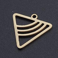 ステンレスペンダント201個  レーザーカットペンダント  三角形  ゴールドカラー  18x18x1mm  穴：1.5mm&nbsp;STAS-T054-JN787-2