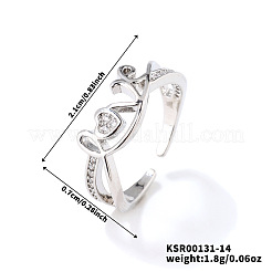 Brass Micro Pave Clear Cubic Zirconia Cuff Rings for Women&nbsp;MW8847-2