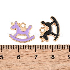 エナメルペンダントと合金  ロックなユニコーンのチャーム  ライトゴールド  ミックスカラー  12.5x16x1.5mm  穴：1.9mm&nbsp;AL-CBA9C31-05G