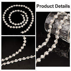 1 Yard Crystal Rhinestone Cup Chains with Plastic Pearl Beaded&nbsp;DIY-GA0005-72