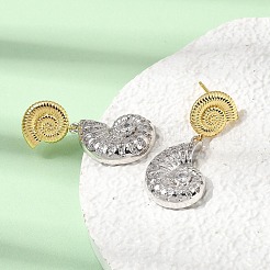 Brass Micro Pave Cubic Zirconia Stud Dangle Earrings&nbsp;EJEW-G471-11GP-01