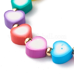 Handmade Polymer Clay Heart Beads Stretch Bracelets&nbsp;BJEW-JB06560-02