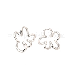 中空の花925スターリングシルバースタッドピアス  プラチナ  9x9.5mm&nbsp;EJEW-S271-03P