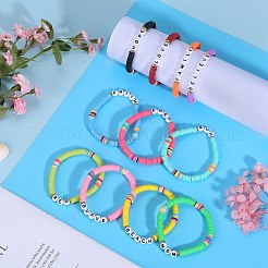 11個11スタイルポリマークレイヘイシサーファーストレッチブレスレットセット  インスピレーションワードアクリルスタッカブルプレッピーブレスレット  ミックスカラー  内径：2インチ（5cm）  1pc /カラー&nbsp;BJEW-SW00122