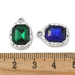 K5ガラスチャーム  合金パーツ  UVメッキ  長方形  プラチナ  17x12x5mm  穴：1.8mm&nbsp;PALLOY-P308-29P
