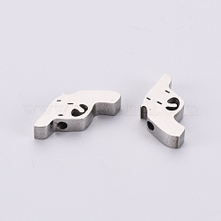 変色しない304ステンレススチールビーズ  レーザー切断  ピストル  ステンレス鋼色  10x14x3mm  穴：1.5mm&nbsp;STAS-T052-36P