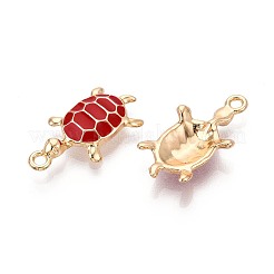 合金エナメルチャーム  タートルチャーム  ゴールドカラー  ファイヤーブリック  24x13x4mm  穴：1.8mm&nbsp;PALLOY-T092-26G-04