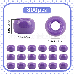 800個の不透明プラスチックビーズ  バレル  青紫色  9x6mm  穴：3.8mm&nbsp;KY-SP0001-47D