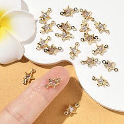 シェグレース 真鍮 パヴェ キュービックジルコニア スターコネクターチャーム  カドミウムフリー＆ニッケルフリー＆鉛フリー  長持ちメッキ  18KGP本金メッキ  透明  11x7x3mm  穴：0.9mm＆1mm&nbsp;XGRQ2O602-441A-G