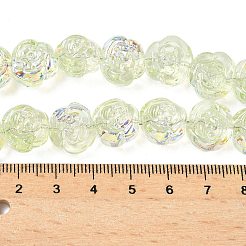 電気メッキガラスビーズセット  花  ABカラーメッキ  ライトゴールデンロッドイエロー  12.5x14x8.5mm  穴：1mm  約50~51個/連  23.46''~23.86''（59.6~60.6センチメートル）&nbsp;EGLA-K061-09A-AB03