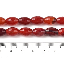 天然石赤瑪瑙ビーズ連売り  染め＆加熱  多面カット  オーバル  暗赤色  12x7.5~8mm  穴：1.2mm  約32個/連  14.96''（38センチメートル）&nbsp;G-Q194-B01-01K