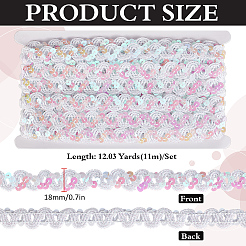 11mのポリエステルパイルリボン  服飾材料  ホワイト  3/4インチ（18mm）  約12.03ヤード（11m）/セット&nbsp;OCOR-WH0078-281B