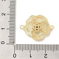 真鍮パヴェガラスコネクターチャーム  花のリンク  カドミウムフリー＆ニッケルフリー＆鉛フリー  18KGP本金メッキ  レッドオレンジ  17x22.5x3mm  穴：1.4mm&nbsp;KK-Z073-32G-03