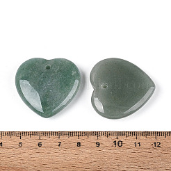 天然石グリーンアベンチュリンペンダント  ハートチャーム  33.5~34.5x34.5~35x9~10mm  穴：2.2~2.8mm&nbsp;G-Q601-11C