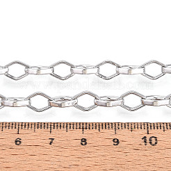 真鍮の菱形リンクチェーン  溶接されていない  スプールで  プラチナ  9.5x6x2mm  約32.81フィート（10m）/ロール&nbsp;CHC-T018-44P