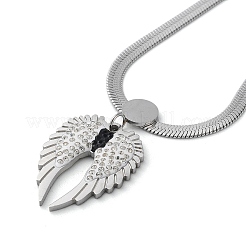 Rhinestone Wings Pendant Necklace with 304 Stainless Steel Herringbone Chains&nbsp;NJEW-C022-02P