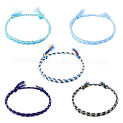 5Pcs 5 Colors Bohemian Cotton Cord Braided Bracelets&nbsp;BJEW-TA0001-27
