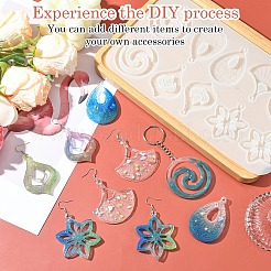 DIY 葉っぱの花のイヤリング ジュエリー作りキット  ペンダントシリコンモールドを含む  プラチナ  6~245x6~140x0.7~6mm  穴：2~3.5mm&nbsp;DIY-YW0009-39