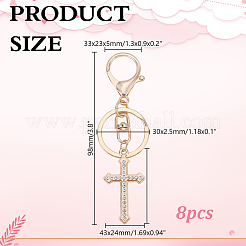 8Pcs Alloy Rhinestone Keychains&nbsp;KEYC-HY0001-41