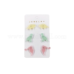 女性用アクリル恐竜スタッドピアス  ミックスカラー  17mm  3のペア/セット&nbsp;PW-WG1C0A1-01
