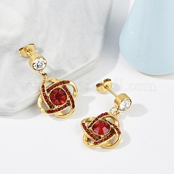 Ion Plating(IP) 304 Stainless Steel Flower Stud Earrings&nbsp;EJEW-A119-05G