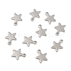 変色しにくい304ステンレススチールチャーム  スター  ステンレス鋼色  10x8.5x1mm  穴：1.4mm&nbsp;STAS-G190-27P-B