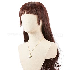 合金ペンダント  エナメルフープピアス＆ペンダントネックレスジュエリーセット付き  手作りの真鍮ビーズチェーン付き  ゴールドカラー  花  ゴールドカラー  520x1.5mm&nbsp;SJEW-JS01222