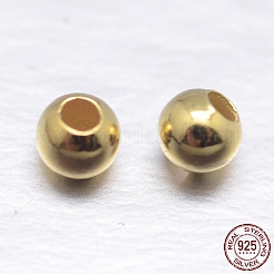 ラウンド925スターリングシルバースペーサービーズ  18KGP本金メッキ  2.5mm  穴：0.9~1mm  約617個/20g&nbsp;STER-M103-04-2.5mm-G