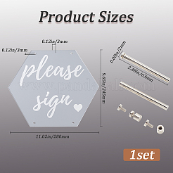 カスタム六角形アクリルプレート  鉄のパーツと  透明  8~245x2~8x3~7mm  穴：5mm  9個/セット&nbsp;DIY-WH0240-95