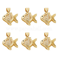 6Pcs Brass Micro Pave Cubic Zirconia Pendants&nbsp;KK-TA0009-09A