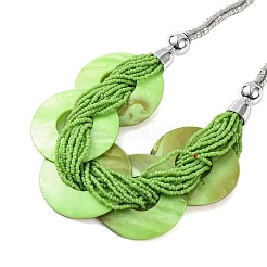 Spray Painted Disc Freshwater Shell & Acrylic Beaed Bib Necklaces&nbsp;NJEW-S427-01P-02