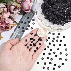 プラスチック製のスパンコールビーズ6000個  半カップ状のスパンコールビーズ  中ハート孔  ブラック  6~7x0.5mm  穴：1mm&nbsp;PVC-PA0001-01D