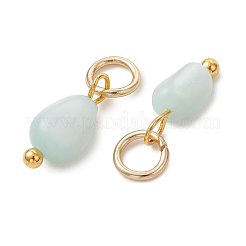 真鍮製ガラスチャーム  ナゲットチャーム  ゴールドカラー  アクア  10x4x4mm  穴：3.5mm&nbsp;PALLOY-JF05889
