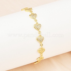 Brass Micro Pave Clear Cubic Zirconia Link Chain Bracelets for Women&nbsp;BJEW-A090-09D-G
