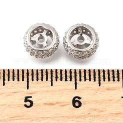 スターリングシルバーマイクロパヴェクリアキュービックジルコニアビーズ925個  ロンデル  プラチナメッキ  7.5x4mm  穴：1.2mm&nbsp;STER-F061-07P
