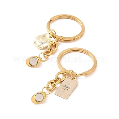 Alloy Rectangle with Star & Moon Pendant Keychains&nbsp;KEYC-JKC00425-01