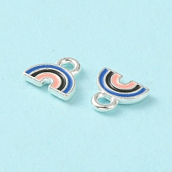 合金エナメルチャーム  レインボーチャーム  銀  カラフル  6.5x7x1mm  穴：1.4mm&nbsp;ENAM-D047-06-S