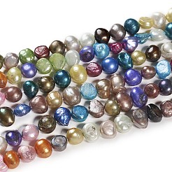 染色天然淡水パールビーズ連売り  研磨両側  ミックスカラー  7~8x7~10x4~6mm  穴：0.8mm  約44~45個/連  13.4インチ&nbsp;X-PEAR-R012-20