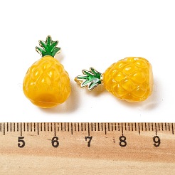 真鍮の手作りランプワークペンダント  フルーツのチャーム  パイナップル  24x14x13mm  穴：1.5x6mm&nbsp;KK-D323-01A-01