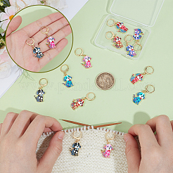 12Pcs 6 Styles Dog Alloy Enamel Pendant Locking Stitch Markers&nbsp;HJEW-NB00265