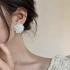 花合金プラスチック模造真珠スタッドピアス  ゴールドカラー  30mm&nbsp;FS-WGFEC53-01