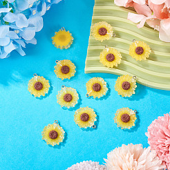 Translucent Resin Flower Pendants&nbsp;RESI-TAC0010-99