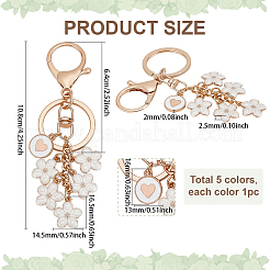 合金エナメルキーホルダー5個。  合金キーリングとロブスタークロウクラスプ付き  花  ミックスカラー  108mm  5個/セット&nbsp;KEYC-PH01550