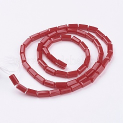オペークガラスビーズ連売り  多面カット  直方体の  ファイヤーブリック  7x3x3mm  穴：1mm  約80個/連  52cm&nbsp;EGLA-E008-3x6mm-05