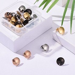 24個4色ステンレススチールスタッドピアスのパーツ  イヤーナットとループ付き  フラットラウンド  ミックスカラー  13x2mm  穴：1.5mm  ピン：0.8mm  4色  6個/カラー  24個/箱&nbsp;STAS-ZZ0001-01A