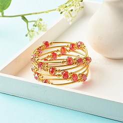 ブリンブリンガラスビーズラップブレスレット  女性用レイヤードラップブレスレット  ゴールドカラー  ミックスカラー  内径：2-1/8インチ（5.45cm）&nbsp;BJEW-JB07746
