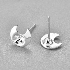 304ステンレススチール製イヤリング部品  ムーン  銀  13mm  月：8x7.5x2mm  トレイ：3mm  ピン：0.7mm&nbsp;STAS-G187-07S