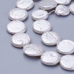 シェルパールビーズ連売り  フラットラウンド  雪  9.8~11x2.5~3.5mm  穴：0.5mm  約36~40個/連  15.94インチ〜16.14インチ（40.5~41cm）&nbsp;BSHE-P030-01B