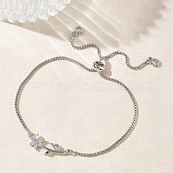 Adjustable Brass Micro Pave Clear Cubic Zirconia Box Chain Slider Bracelets&nbsp;BJEW-C156-09P-03